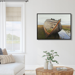 Framed 36 x 48 - Old abandoned boat in a swamp