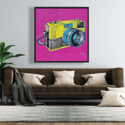 Framed 48 x 48 - Colorful retro camera