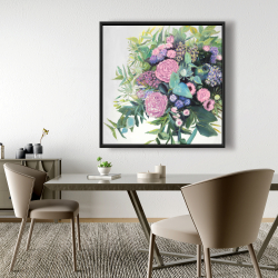 Framed 48 x 48 - Melody of fuchsia flowers