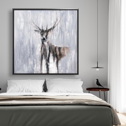 Framed 48 x 48 - Winter abstract deer