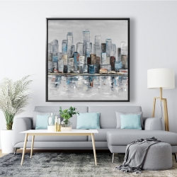 Framed 48 x 48 - Abstract urban skyline