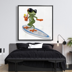 Framed 48 x 48 - Funny frog surfing