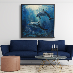 Framed 48 x 48 - Dolphins