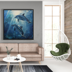 Framed 48 x 48 - Two dolphins