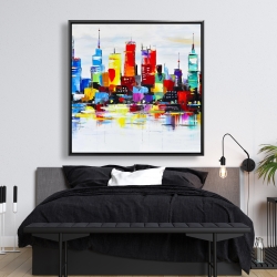 Framed 48 x 48 - Abstract and colorful city