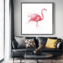 Framed 48 x 48 - Pink flamingo watercolor
