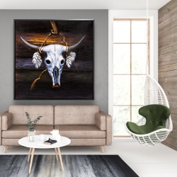 Framed 48 x 48 - Hanged bull skull