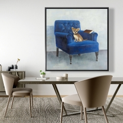 Framed 48 x 48 - Chihuahua on a blue armchair