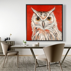 Framed 48 x 48 - Colorful eagle owl