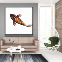 Framed 48 x 48 - Red butterfly koi fish