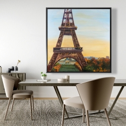 Framed 48 x 48 - Eiffel tower by dawn