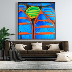 Framed 48 x 48 - Colorful canoes