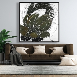 Framed 48 x 48 - Abstract flower with paint splash