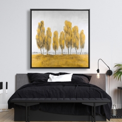 Framed 48 x 48 - Seven abstract yellow trees