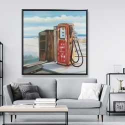 Framed 48 x 48 - Old gas pump