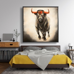 Framed 48 x 48 - Fierce bull