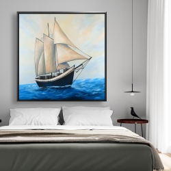 Framed 48 x 48 - Ship gently sailing by a sunny day