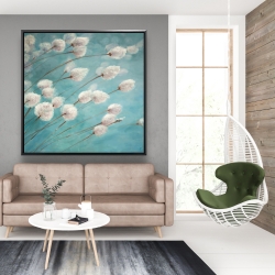 Framed 48 x 48 - Cotton grass plants in the wind