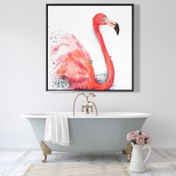 Framed 48 x 48 - Splashing flamingo