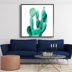 Framed 48 x 48 - Watercolor paddle cactus