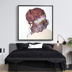 Framed 48 x 48 - Woman from behind with flowers