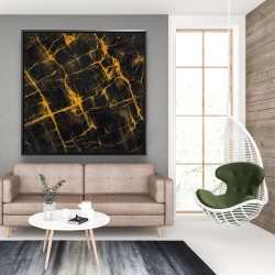 Framed 48 x 48 - Black and gold marble