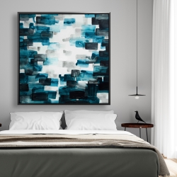 Framed 48 x 48 - Turquoise and gray squares