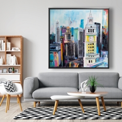 Framed 48 x 48 - Colorful cityscape of manhattan