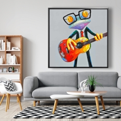 Framed 48 x 48 - Funny frog playing guitar