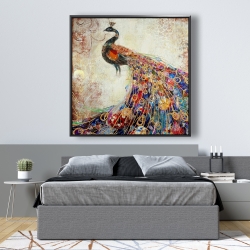 Framed 48 x 48 - Majestic peacock