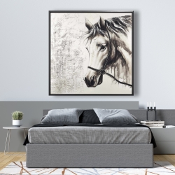 Framed 48 x 48 - Alpha the white horse