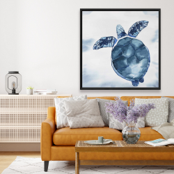 Framed 48 x 48 - Watercolor blue turtle
