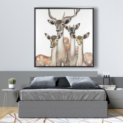 Framed 48 x 48 - Group of abstract deers