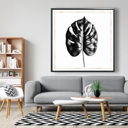 Encadré 48 x 48 - Philodendron à feuilles divisées avec lignes rose