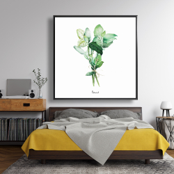 Framed 48 x 48 - Tied up basil leaves bundle - en