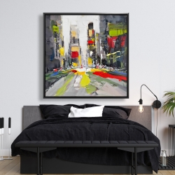 Framed 48 x 48 - Abstract texturized cityscape