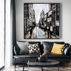 Framed 48 x 48 - Busy gray street