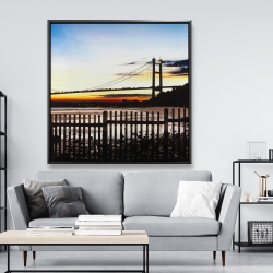 Framed 48 x 48 - Bridge by sunset