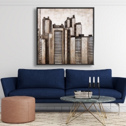 Framed 48 x 48 - Striped skyscrapers