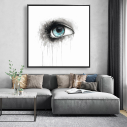 Framed 48 x 48 - Blue eye in watercolor