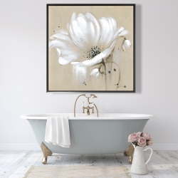 Framed 48 x 48 - White abstract wild flower