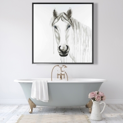 Encadré 48 x 48 - Cheval blanc solitaire