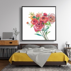 Framed 48 x 48 - Watercolor bouquet of flowers