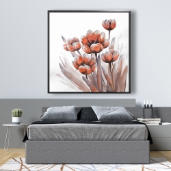 Framed 48 x 48 - Watercolor red flowers