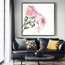 Framed 48 x 48 - Watercolor pink roses