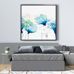 Framed 48 x 48 - Dotted paint splash flowers