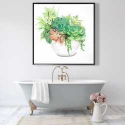 Framed 48 x 48 - Succulent assortment in a pot