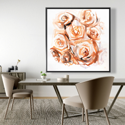 Framed 48 x 48 - Abstract roses with sepia style