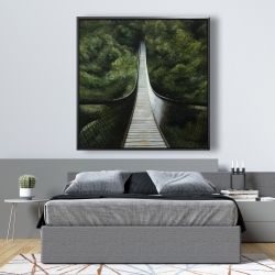 Framed 48 x 48 - Suspended bridge in the forest