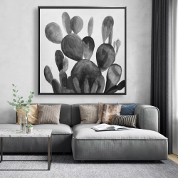 Encadré 48 x 48 - Cactus rond en tons de gris